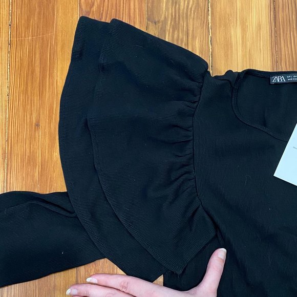 NWT ZARA || SHOULDER RUFFLE LONGSLEEVE - Picture 4 of 6